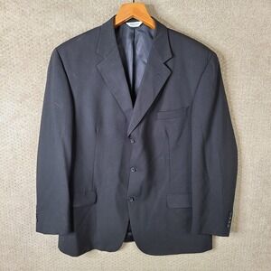 Joseph & Feiss Jacket‎ Mens 46R Black Blazer Wool Comfort Stretch 3 Button Coat